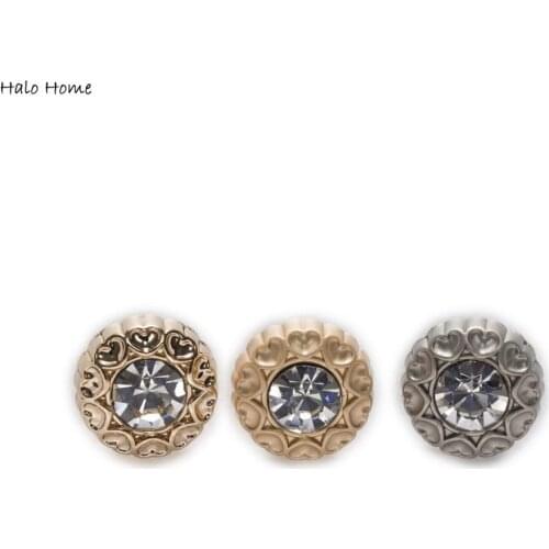 5pcs Small Heart decoration With Rhinestones Round Metal Shank Shirt Button Sewing Scrapbooking Craft Accessories Decor 11mm