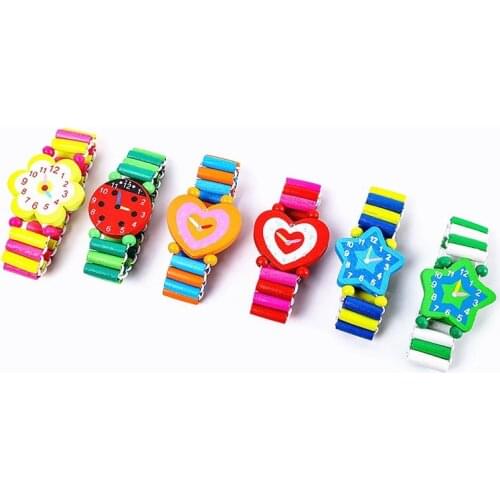 1PCS Random Color Wooden Watch Shape Bracelets Kids Birthday Gift Toys for Girl and Boy Party Favors Learning & Education Toys