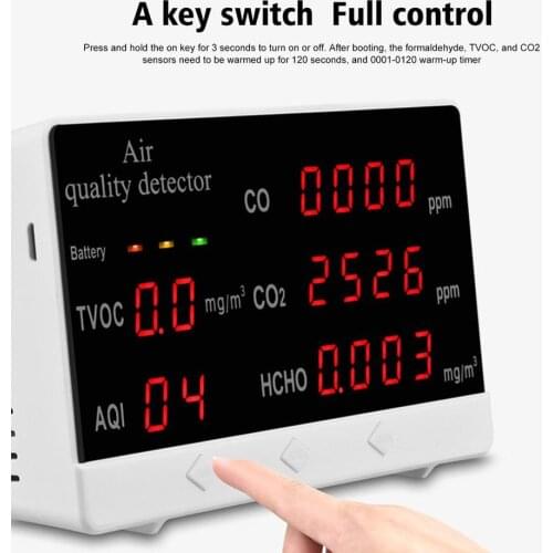 Large screen air quality detector Formaldehyde detector Carbon dioxide tester 360 minutes long standby