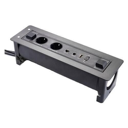 European electrical socket with usb Rotatable Desktop Rotation Motorized Flip Up Sockets desk hidden socket