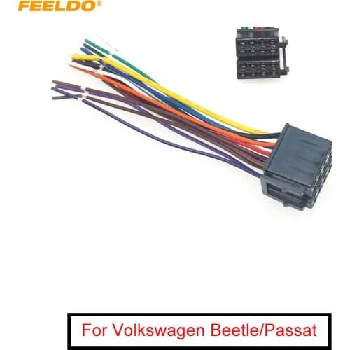 FEELDO 1Pc 16pin For Volkswagen/Audi/Mercedes/For Audio Plug Into OEM Car 2in1 Radio Wiring Harness Adapter CD Wire