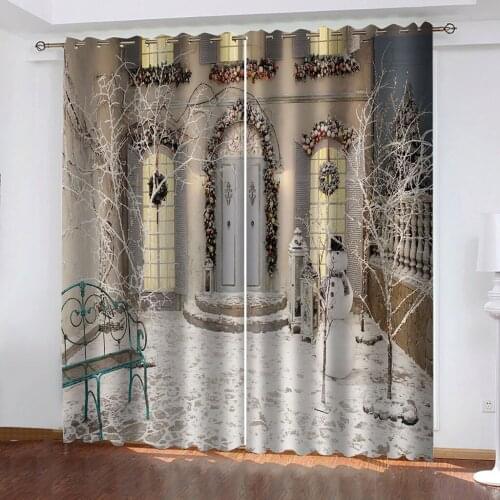 Photo 3d christmas curtains 3D Window Curtains For Living Room Bedroom Customized size Drapes Cortinas