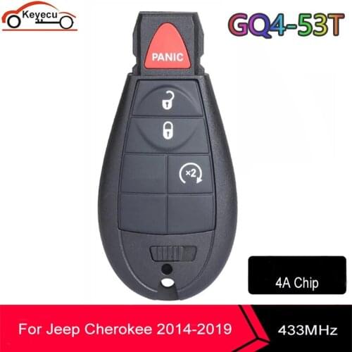 KEYECU GQ4-53T 433MHz 7961M 4A Chip Fobik Remote Key For Jeep Cherokee 2014 2015 2015 2017 2018 2019 P/N 68105083 AC AD AF AG