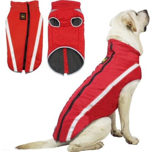 2020 New Reflective Dog Jacket Winter Waterproof Large Dog Clothes Fleece Dog Coat Windproof Turtleneck Warm Dog Clothing