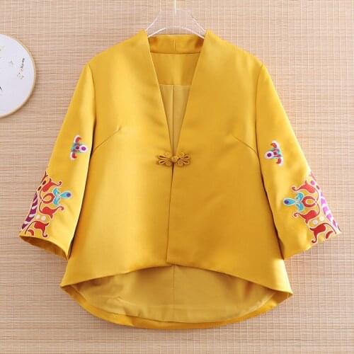 High Quality Jacket Spring Autumn Vintage Coat Women Luxurious Embroidery Elegant Lady Loose Zen Top Coat Female S-XXL