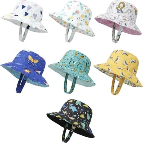 Summer Baby Double Sided Baby Wide Brim Sun Hat Girls Boys Outdoor Beach Hat Kids Bucket Cap Fishermans Hat For 0-5 Years