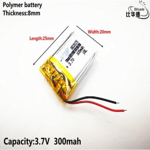 Liter energy battery Good Qulity 3.7V,300mAH,802025 Polymer lithium ion / Li-ion battery for TOY,POWER BANK,GPS,mp3,mp4