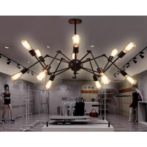 Loft iron spider pendant light living room restaurant retro kitchen decorative hanging lamps