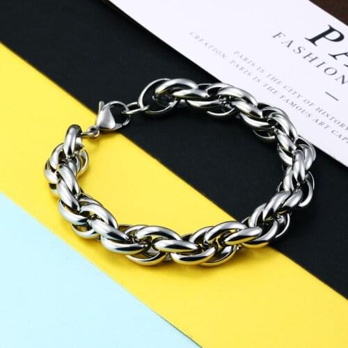 Punk Multi Ring Buckle 11mm Thick Stainless Steel Bracelet Domineering Mens Bracelet Hip Hop Rock Style Jewelry Gift