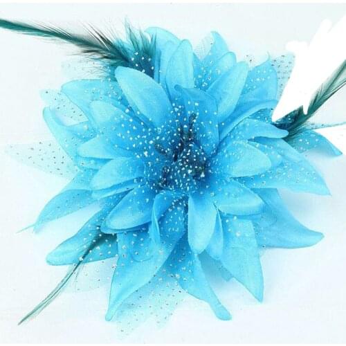 New Arrive Feather Flowers Stage Shows Solid Color Enfant Children Kids Girls Headwear Hair Clip Hairpin Barrettes FS0629