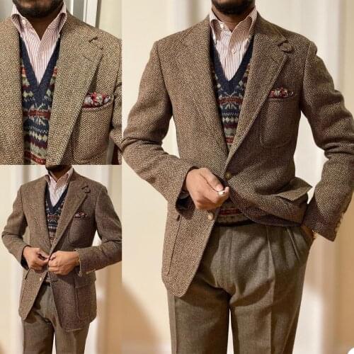 New Design Vintage Men Tuxedos Handsome Classic Formal Blazer Wedding Party Prom Casual Daily Jacket Coat 1 Piece