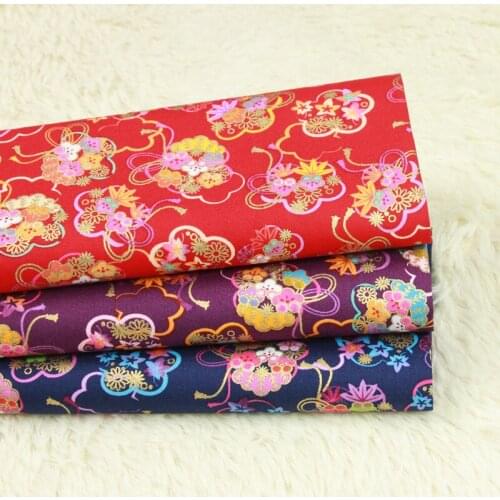 Half yard thin cotton fabric soft breeze gilt print handmade DIY bag garment material 100% cotton T610
