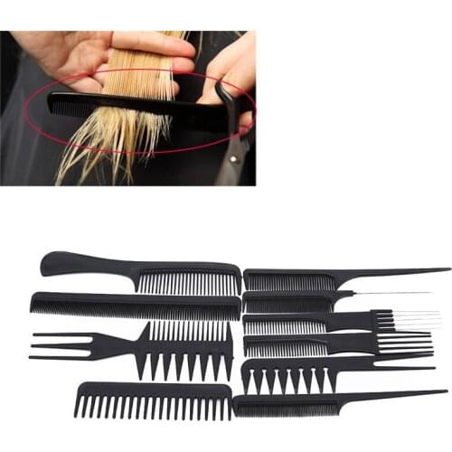 Black Professional Combs Hairdressing New Tail Comb Two Carbon Anti Static Hair Cutting Comb Set