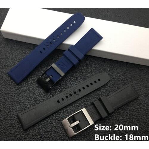 Soft Rubber silicone Watch band 20mm Black bird Watchband Bracelet For navitimer/avenger/Breitling strap tools Blue pin buckles
