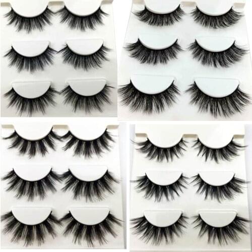 2019 NEW 3 pairs mink eyelashes natural fake eye lashes make up handmade 3d mink lashes false lash volume eyelash extension