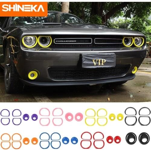 SHINEKA Lamp Hoods For Challenger Car Front Fog Lamp Headlight Decoration Covers Stickers Accessories For Dodge Challenger 2015