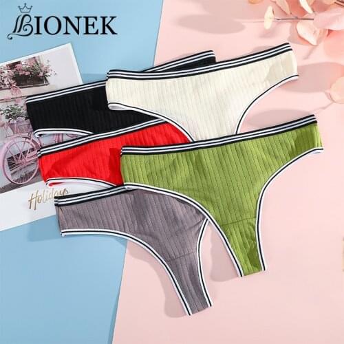 BIONEK 1PC G-String Panties Thong Cotton Womens Sexy Female Underpants Briefs Solid Color Pantys Lingerie S-L Design