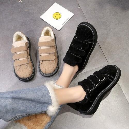 Korean version of the new 2019 fashion Harajuku style plus velvet warm trend comfortable flat casual shoes