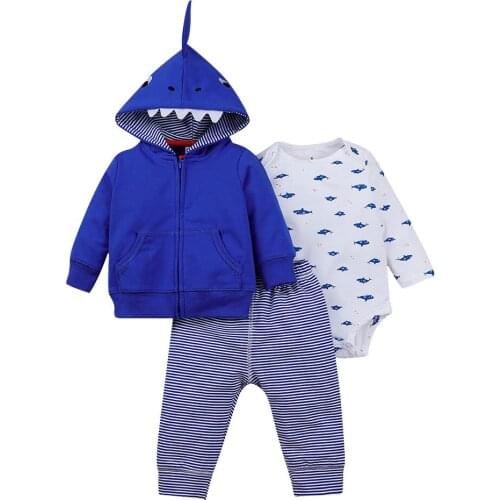 Spring Autumn Fashion Baby Suit Boys And Girls Long Sleeve Hooded Coat And Long Pants Three Piece Set Bodysuit Clothes 35