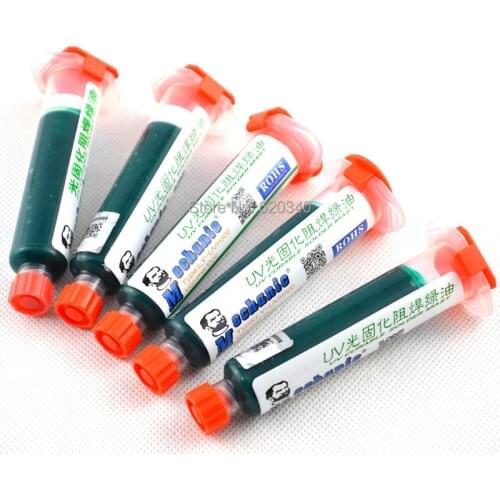 MECHANIC 10ML GREEN UV SOLDER MASK PCB BGA PAINT PREVENT CORROSIVE ARCING Soldering Paste Flux Cream Welding Fluxes Oil