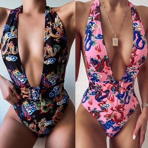 2021 New Sexy Bikini Swimsuits One Piece High Waist Swimsuit Women Printed Color Matching Bikini Beach Swimming Sports Swimsuit