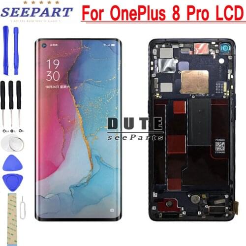 For OnePlus 8 AMOLED LCD Screen LCD Display Screen Touch Panel Digitizer OnePlus8 New Replacement Parts One Plus 8 LCD