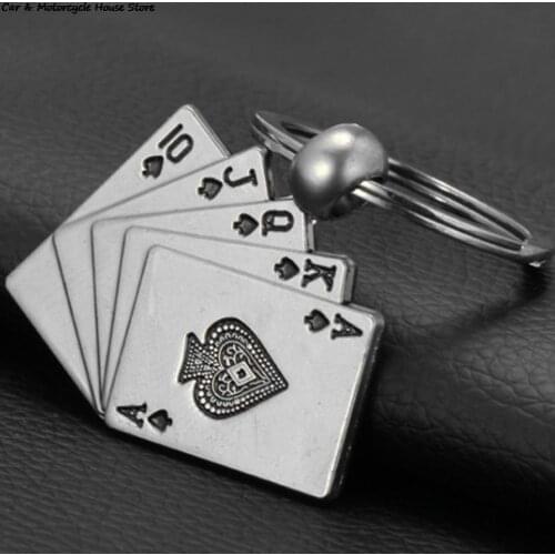 1 PC Keychain Fashion Poker Keychain For Men Male Personality Metal Auto Key Chain Key Ring Funny Gift Car Keychain