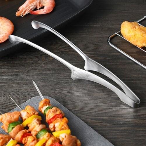 1pcs Stainless Steel Barbecue Clamp Anti-scalding Food Clip Long Non-slip Handle Barbecue Tongs for Home Kitchen Tool