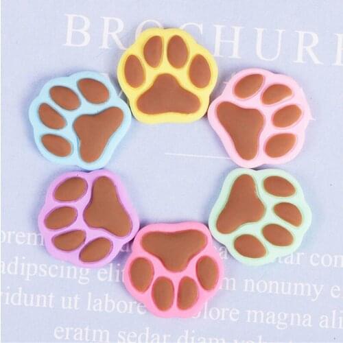 Julie Wang 20PCS Resin Pet Paw Charms Cat Dog Footprint Random Mixed Colors Pendants Jewelry Making Accessory
