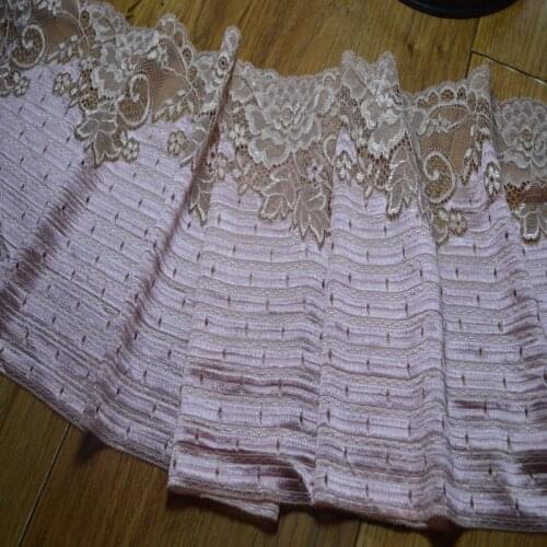 21cm 2yds/lot pink Handmade Hair Decoration Elastic Stretch Lace Trim wedding dress skirt lace trim 16121009