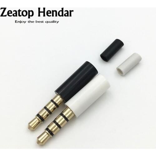 4Pcs Mini 3.5mm Stereo Headset Jack 3 / 4 Pole 3.5 Audio Plug Adaptor Connector for Iphone White and Black Gold plated