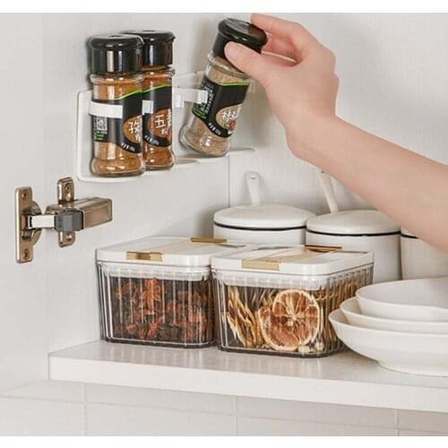 5 Pcs Wall Mount Kitchen Spice Storage Rack Seasoning Bottle Holder Cabinet Organizer Gripper Hanging Spice Jars Clips