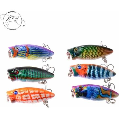 6Pcs/Lot 3.5cm/2.7g Popper Fishing Lures Wobblers Crankbaits Painting Series Hard Baits Artificial Isca Pesca For River Lake