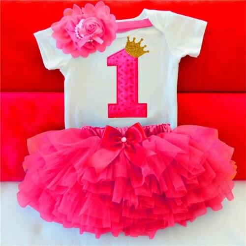 9-12M Cute Pink My Little Girl First 1st Birthday Party Dress Tutu Cake Smash Outfits Infant Kid Dress Baby Girl Baptism Clothes