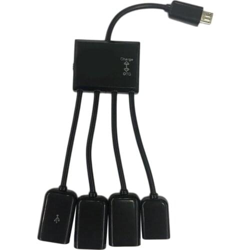 4 in 1 Ports Micro USB HUB Adaptor with Power Charging OTG Hub Host Cable Cord Adapter for Android SmartPhones Tablets