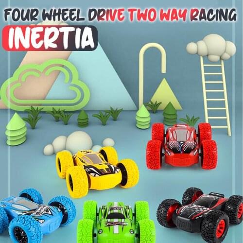 Childrens 3d Printing Inertial Double-sided Four-wheel Drive Dump Truck Toy Stunt Flip Off-road Car Vehicle Toy Pull Back Car