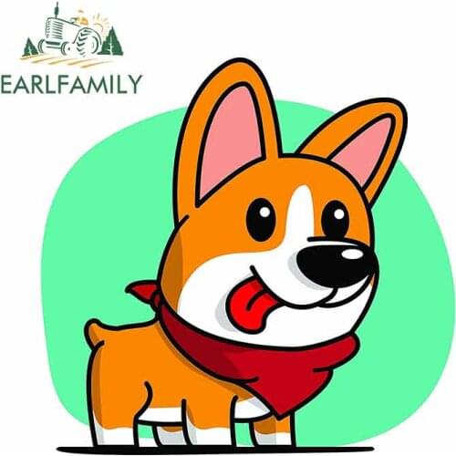 EARLFAMILY 13cm x 12.5cm Cute Koji Car Sticker Pet Dog Decal Vinyl Rear Windshield Car Head Stickers Waterproof Car Styling