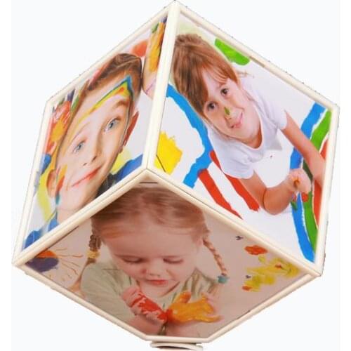 Electric Automatic Rotation Photo Frame Art Decor Creative Six sides Photo Frame Personality Cube 360 degree Dimensional Frame