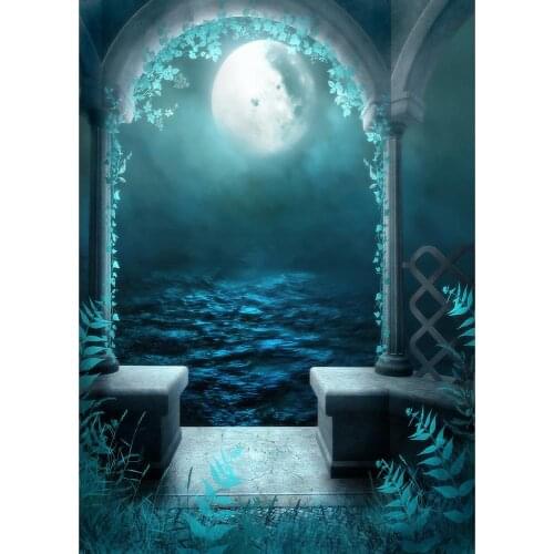 Photo Background Arch Full Moon Water Computer Printed Fond Backdrops for Baby Children Portrait Photocall Photography Props