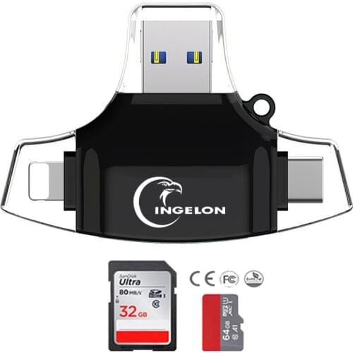 SD Card Reader 4 in 1 microSD Adapter XQD idragon Cardreader USB C Type C OTG Smartphone Reader Plus TF/SD 16GB 32GB Carte SD