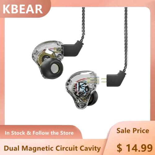 KBEAR KS1 Dual Magnectic Circuit Dynamic HIFI In Ear Earphone DJ Monitor Running Sport Headset Metal Earbud with Mic IEM Stellar