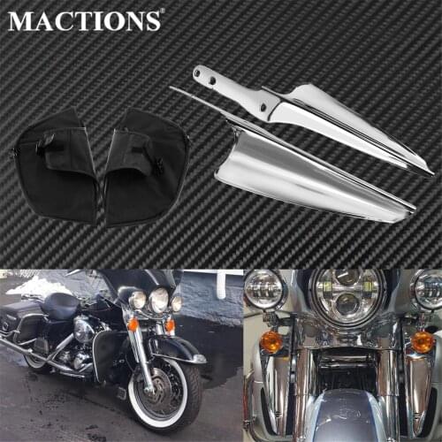 Motorcycle Front Fork Mount Windshield Deflector Trim W/ Soft Lowers Chaps Leg Warmer Bags For Harley Touring Road Electra Glide