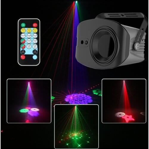 60+4 Patterns RG Laser Projector Light Disco DJ Lights RGB Party Lighting for Stage Decoration with Sound Activated Par Light