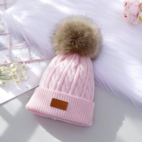 Cute Pompom Baby Boy Girl Hat Solid Color Soft Cotton Warm Winter Hat for Kids Beanie Baby Boy Accessories