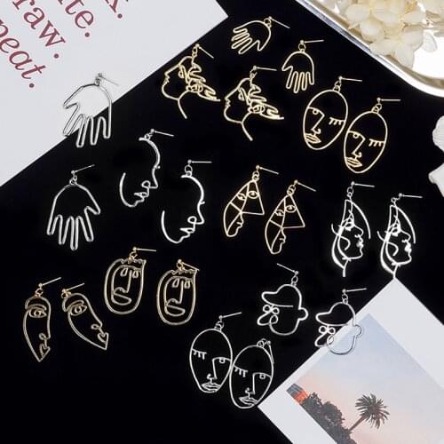 Fashion Girl Face Abstract Line Drop Earrings for Women Simple Human Face Pendant Earrings Elegant Female Ear Jewelry Gifts