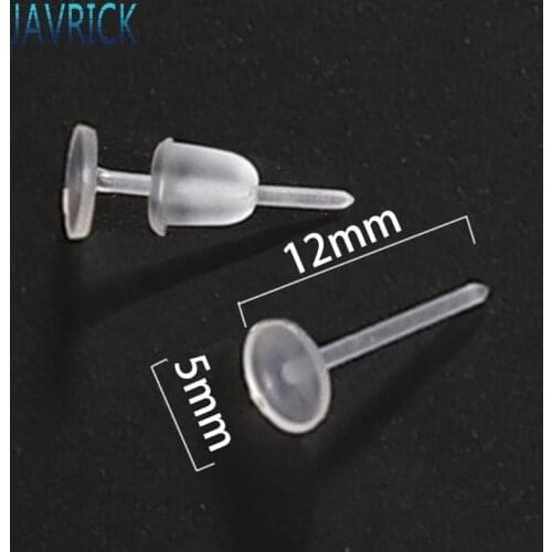 100Pcs Invisible Plastic Earrings Blank Pin Earring Post and Back Jewelry Making F3MD