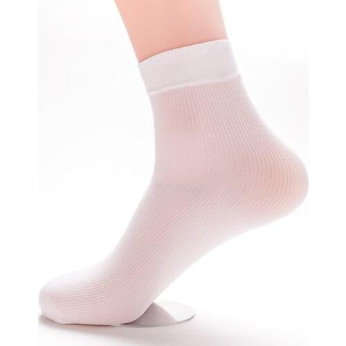 Mens Summer Socks Ultra-thin Elastic Silky Bamboo Fiber Stockings Middle Socks Black Business Breathable Men Socks