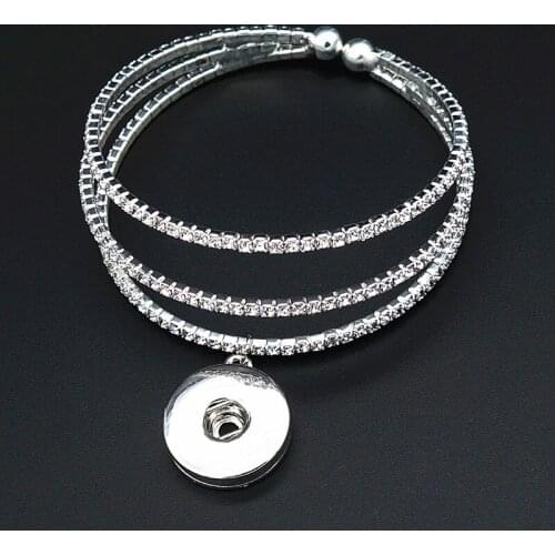 New SG0175 Elegant 3layers crystal high quality snap Bangle Bracelets fit 18MM snap button jewelry wholesale