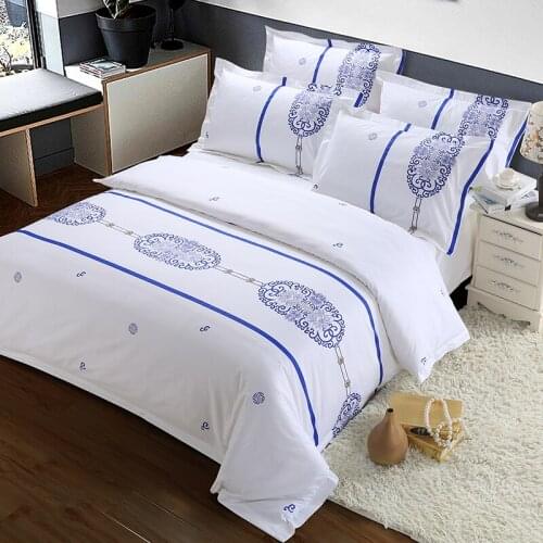 Hotel 100% Cotton 300TC Printed Hotel Bed Sheet Bedding Set