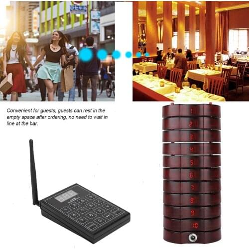 Keypad Transmitter Beepers 999 Channel Restaurant Wireless Calling Equipment Electric Queue Management System for Shop Hospital